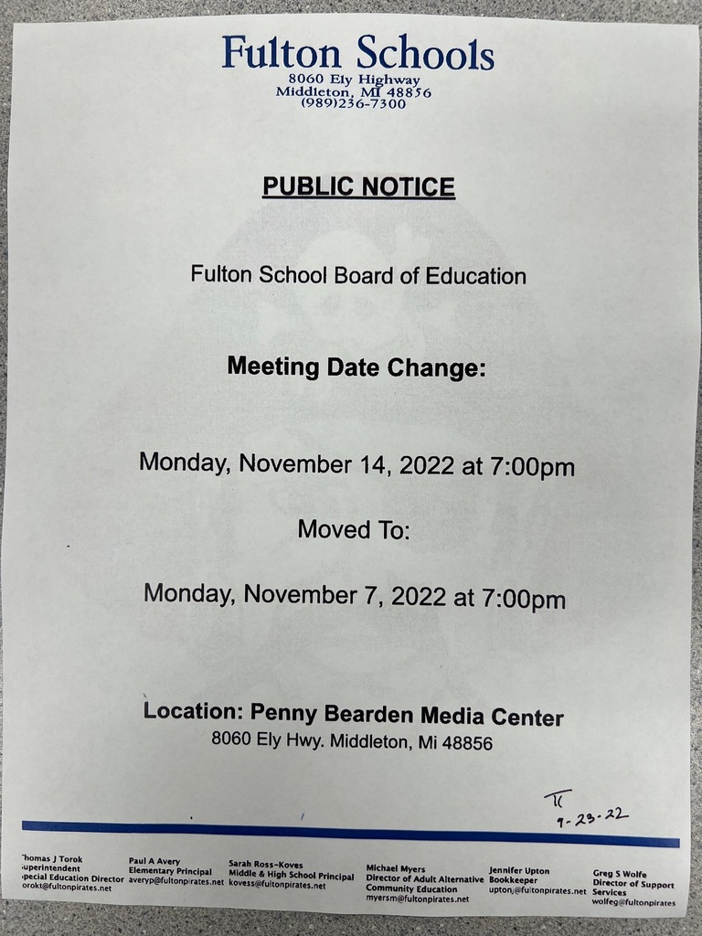 Board Meeting Date Change 