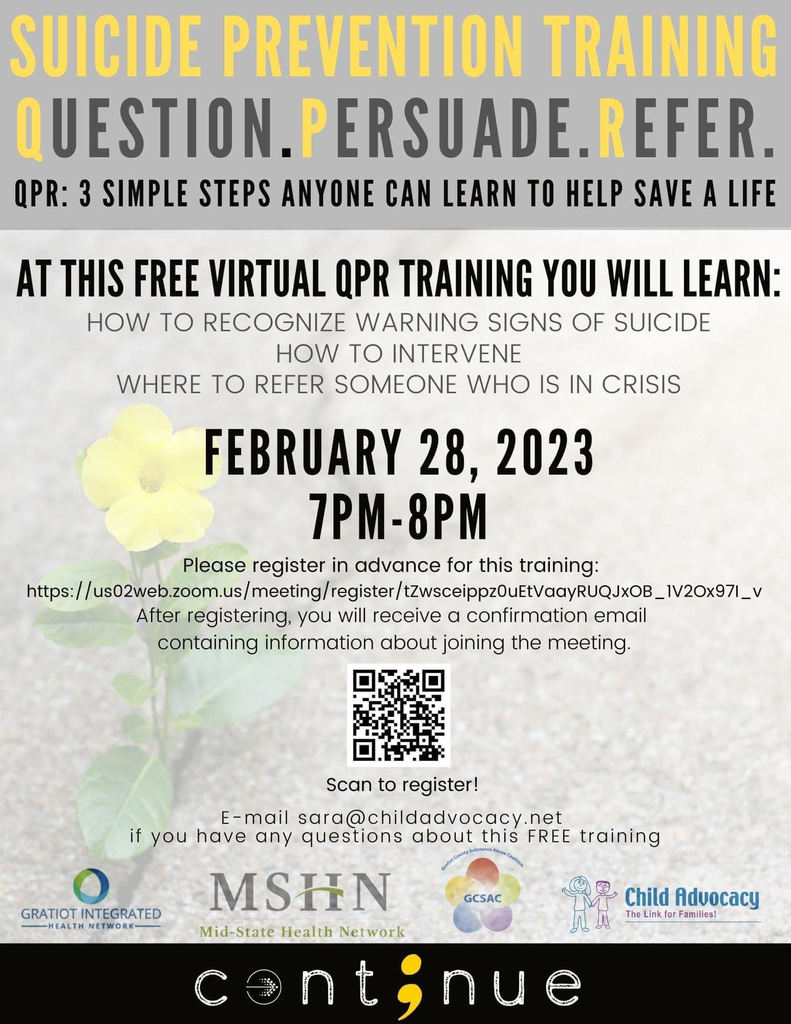 Free Suicide prevention training.
